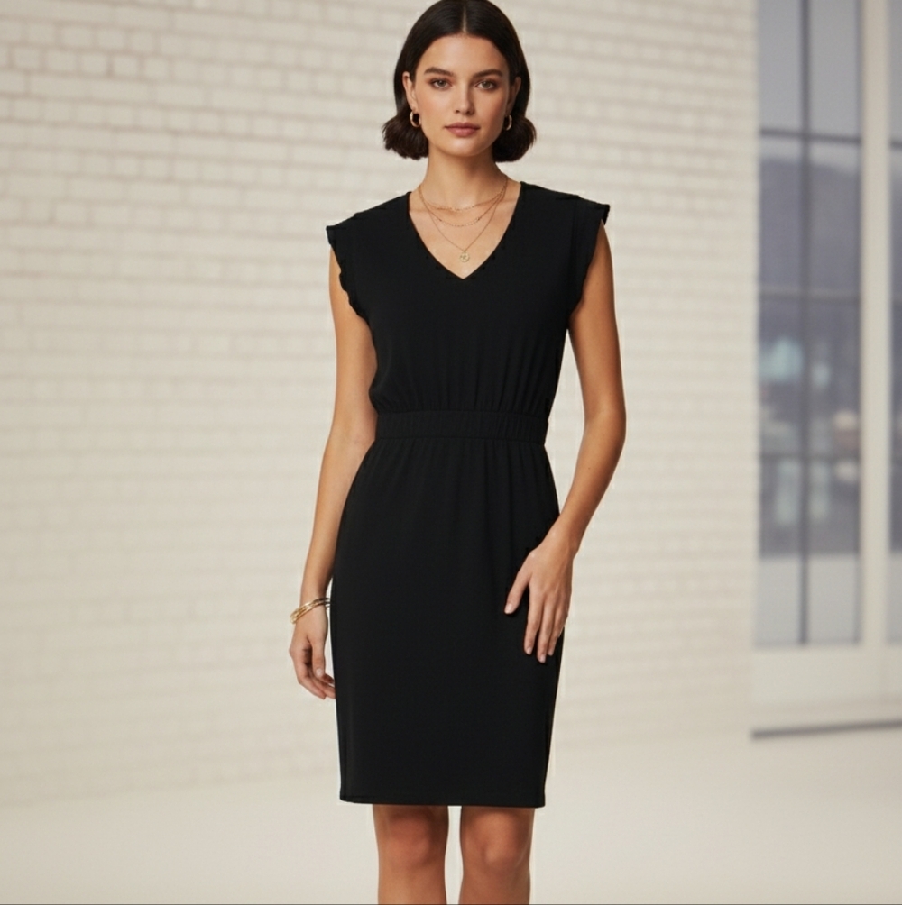 Kate Spade little black ruffle sleeve mini dress S Preppy Chic
